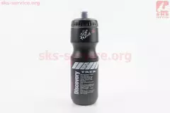 Фляга пластикова 550мл, з захисною кришкою, чорна з малюнком біло-червоним Trek (Китай)
