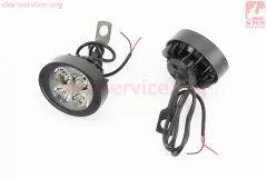 Фара додаткова світлодіодна вологозахисна 4 LED розмір 65 на 55мм з кріпленням під дзеркало комплект 2шт (Китай)