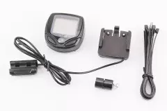 Велокомп`ютер дротовий 15-функцій чорно-сірий (з батарейкою), (Китай)