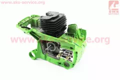 Блок двигуна в зборі 45cc 43mm, зелений картер, чорний циліндр (Китай)