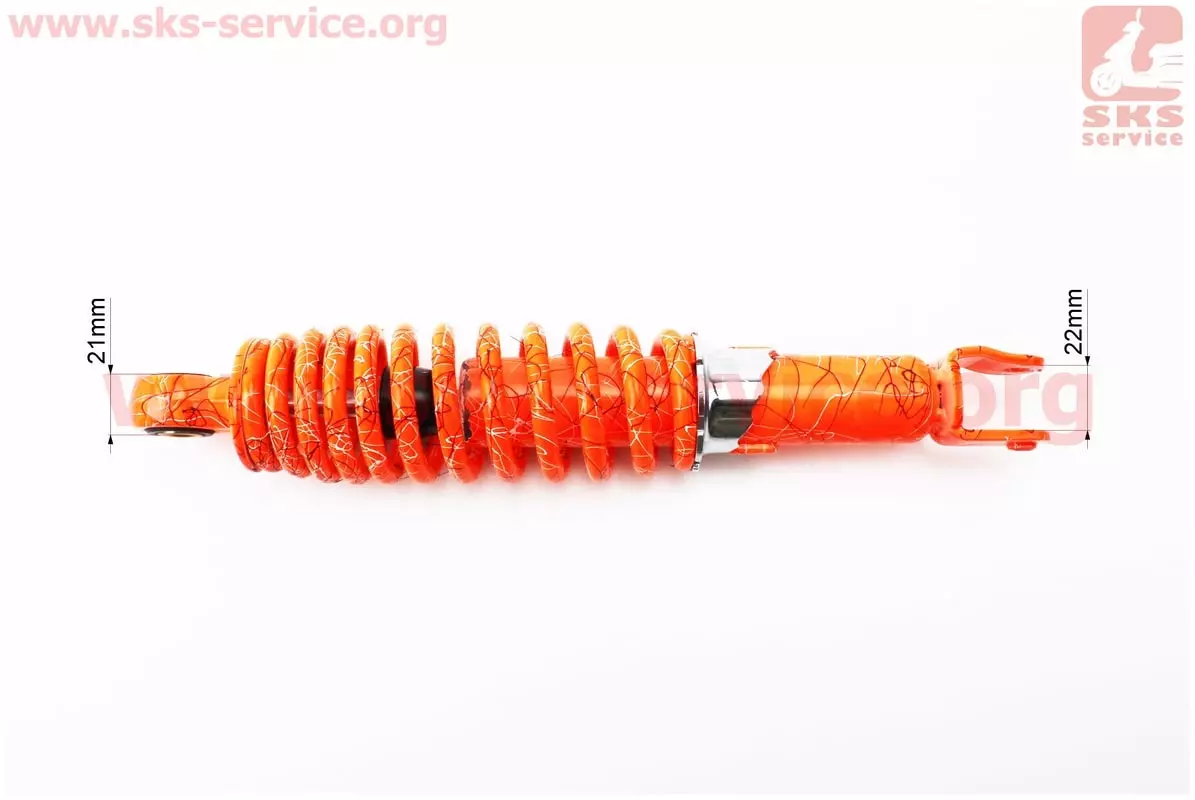 Амортизатор задній GY6, Honda 290мм діаметр 55мм (втулка 10мм/вилка 8мм) регульований помаранчевий (NAIDITE) - Фото 3