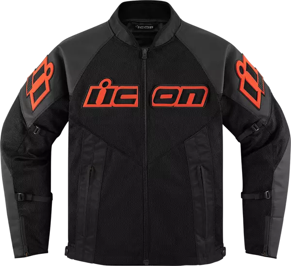 Мотокуртка Icon Mesh AF Leather, Чорний/Червоний, M Мотокуртка Icon Mesh AF Leather, Чорний/Червоний, M