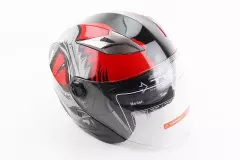 Шолом відкритий+відкидні окуляри BLD-708 Raptor, Чорний/Червоний, S