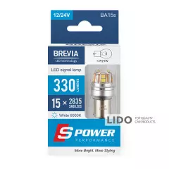 Лампа BREVIA LED S-Power P21W 330Lm 15x2835SMD 12/24V CANbus, 2шт.