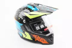 Шолом кросовий BLD-819-7, Чорний/Жовтий/Синій, S