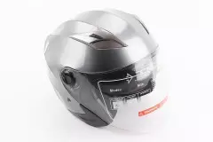 Шолом відкритий+відкидні окуляри BLD-708, Сірий глянцевий, S