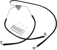 Гальмівний шланг з фітингом передній Drag Specialities 40.5см (16") нержавіюча сталь, вініл (1741-2519), Чорний