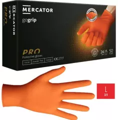Рукавички нітрилові Супер міцні Powergrip Mercator Medical, помаранчеві, пара, (8-9), Помаранчевий, L