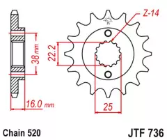 Зірка передня JT Sprockets JTF736.13