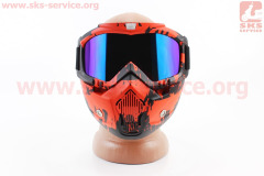 Очки + защитная маска (хамелеон стекло) MT-009, (Китай), Оранжевый/Черный