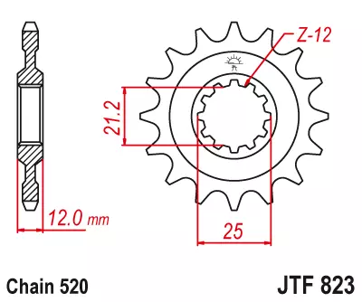 Зірка передня JT Sprockets JTF823.12