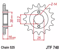 Зірка передня JT Sprockets JTF740.14