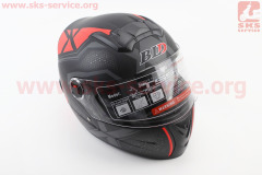 Шлем закрытый +очки BLD-М61, Черный матовый/Серый/Красный, M
