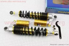 Амортизатор задній JH, CB, CG 340мм діаметр 60мм (втулка 12мм/втулка 10;12мм) газовий регульований чорний пара (Gxmotor)