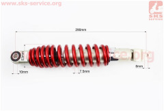 Амортизатор задний GY6/Honda - 290мм*d53мм (втулка 10мм / вилка 8мм) регулир., красный, (Mototech)