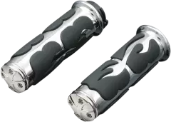 Гріпси KURYAKYN ISO-FLAME під подвійний трос газу (0630-0204), Чорний/Хром