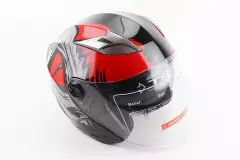 Шолом відкритий+відкидні окуляри BLD-708 Raptor, Чорний/Червоний, М