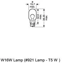 Лампа розжарювання Osram W16W 12V 16W W2.1X9.5d