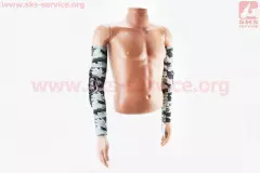 Налокотники захисні (пластик) із камуфляжним сонце захисним рукавом комплект 2шт (Vemar), Чорний/Білий