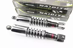 Амортизатор задній 360mm * d64mm (втулка 12mm / вилка 10mm) з стаканом регулир., хром к-кт 2шт МТ, УРАЛ, К-750, (NAIDITE)