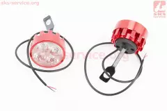 Фара додаткова світлодіодна 4 LED з кріпленням під дзеркало комплект 2шт червона (Китай)