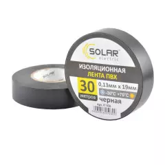 Стрічка ізоляційна ПВХ, чорна 30м, (SOLAR)