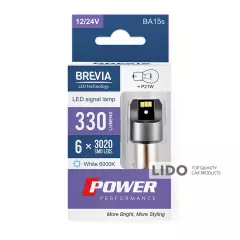 Лампа BREVIA LED Power P21W 330Lm 6x3020SMD 12/24V CANbus, 2шт.