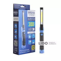 Інспекційна лампа BREVIA LED Ultra-slim 3W COB+1W LED 300lm, 2000mAh, microUSB