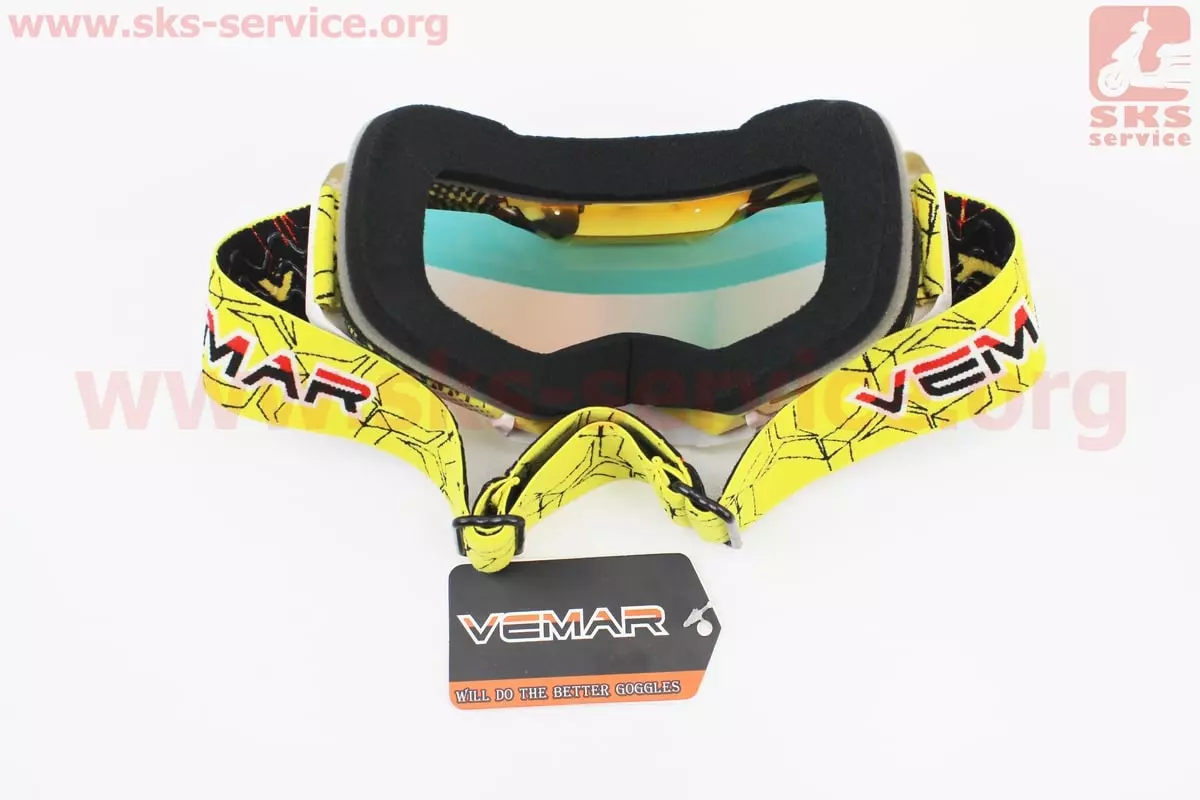 Окуляри кросові VEMAR VM-1015A ремінець із силіконовим покриттям, дзеркальне скло - Фото 2