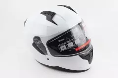 Шолом закритий BLD-M67 з відкидними окулярами, Білий глянцевий, L Шолом закритий BLD-M67 з відкидними окулярами, Білий глянцевий, L