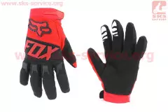 Моторукавички FOX, Чорний/Червоний, L