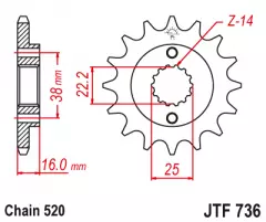 Зірка передня JT Sprockets JTF736.14