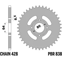 Зірка задня PBR 838.43F