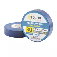 Стрічка ізоляційна ПВХ, синя 30м, (SOLAR)