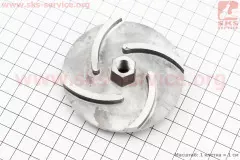 Робоче колесо (крильчатка) D=74mm, під різьбу М10mm, 4 лопості, алюміній (Китай)