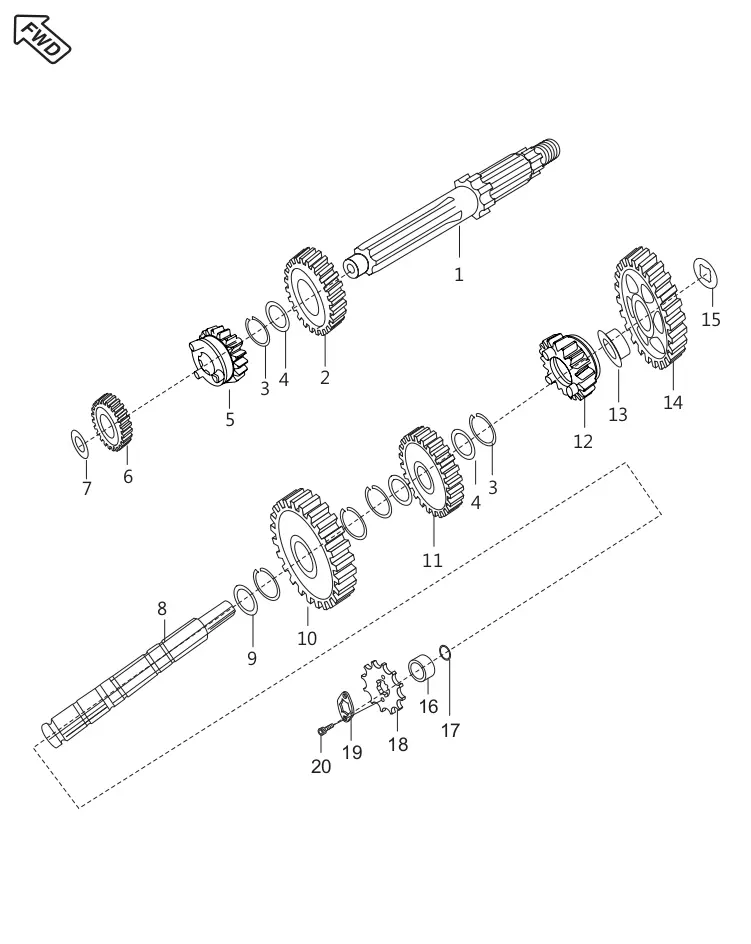 Шестерня 4 передачі ведена (BM150 4 SPD) (PF551205)