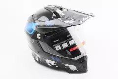 Шолом кросовий BLD-819-7, Чорний/Сірий/Синій, S