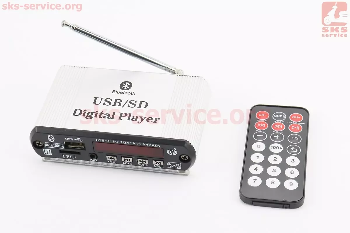 Аудіосистема з антеною Bluetooth, МРЗ, USB, SD, FM-радіо, ПДУ тип 2 (Китай)
