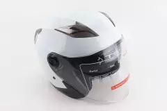 Шолом відкритий+відкидні окуляри BLD-708, Білий глянцевий, S