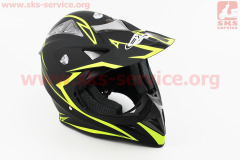 Шлем кроссовый FXW HF-116 Q70 NEON, Черный/Зеленый, L