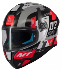 Шолом MT Targo S SERGIO, Чорний глянцевий/Сірий/Червоний, XXS