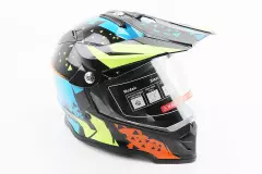 Шолом кросовий BLD-819-7, Чорний/Жовтий/Синій, М