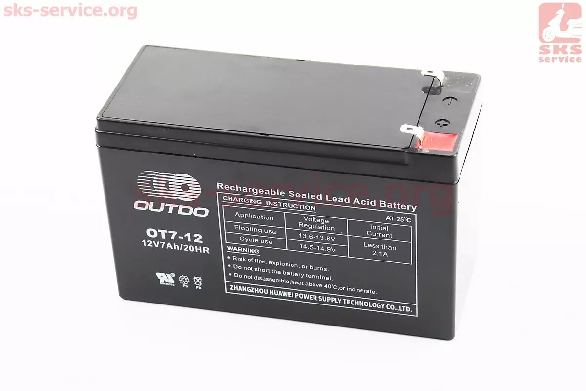 Акумулятор OUTDO OT7-12 12V7Ah для ДБЖ, іграшок та ін.