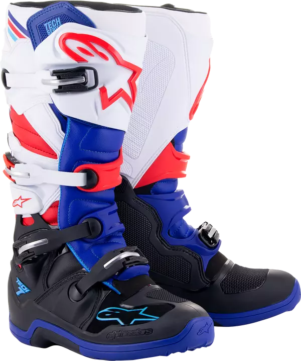 Мотоботи Alpinestars TECH 7, Чорний/Синій/Білий/Червоний, 10