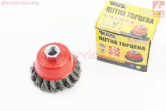 Щітка торцева М14 D-65мм з плетеного дроту 19-7006 (MASTERTOOL)
