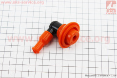 Колпачок свечной люлька 90град НИЗКИЙ с резинкой большой (оранжевый силикон), (Китай)