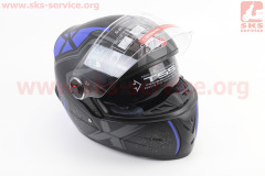 Шлем закрытый +очки BLD-М61, Черный матовый/Серый/Синий, M