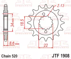 Зірка передня JT SPROCKETS JTF1908.15RB