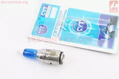 Лампа BA20D 12V 35/35W супер синя свічка (CYT)